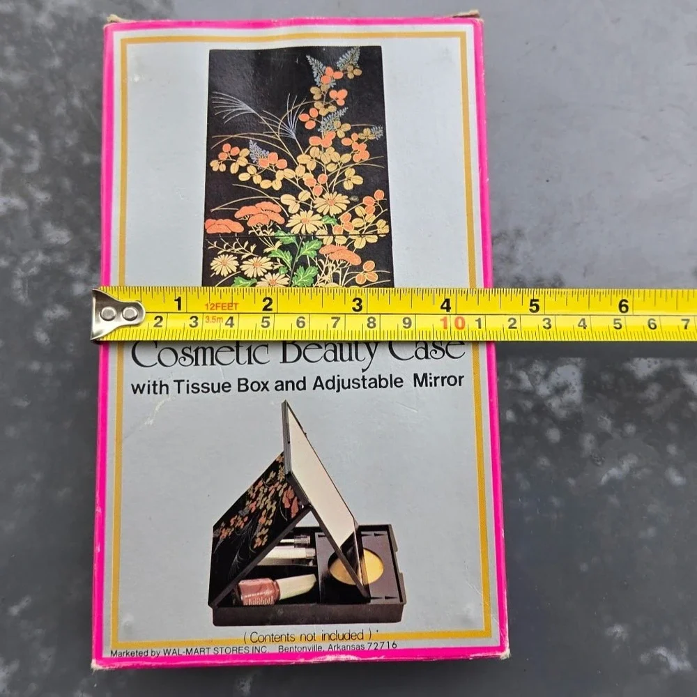 Vintage Cosmetic Beauty Case Tissue Box Adjustable‎ Mirror 80s New